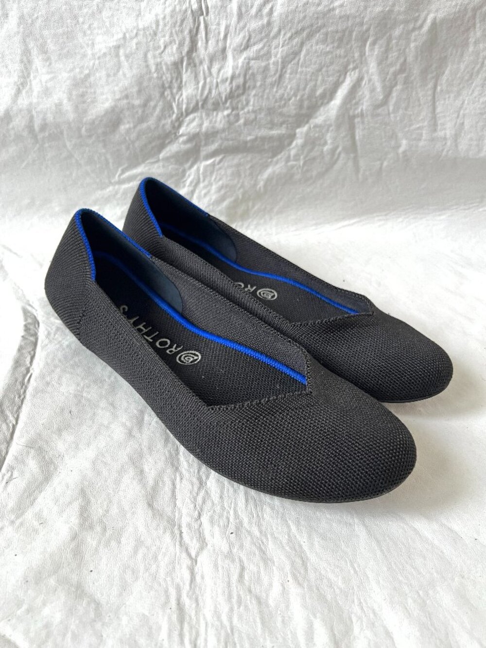 Rothys ballet flats solid black round toe womens size 10 slip on shoes rothy's